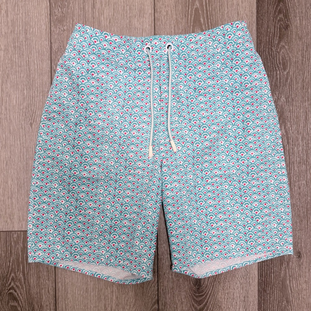 JOHNNIE-O MANTEO HALF ELASTIC BOARD SURF SHORT TRUNKS BLUE LARGE